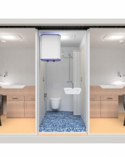 Drawing accommodation container with beds